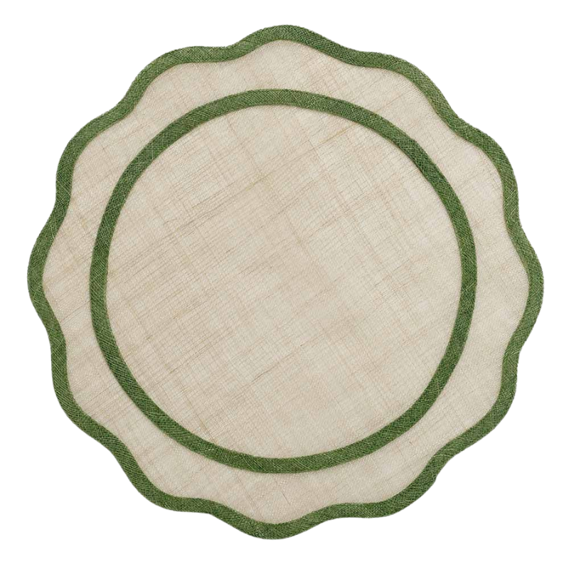 Scalloped Rice Paper Placemat , Green
