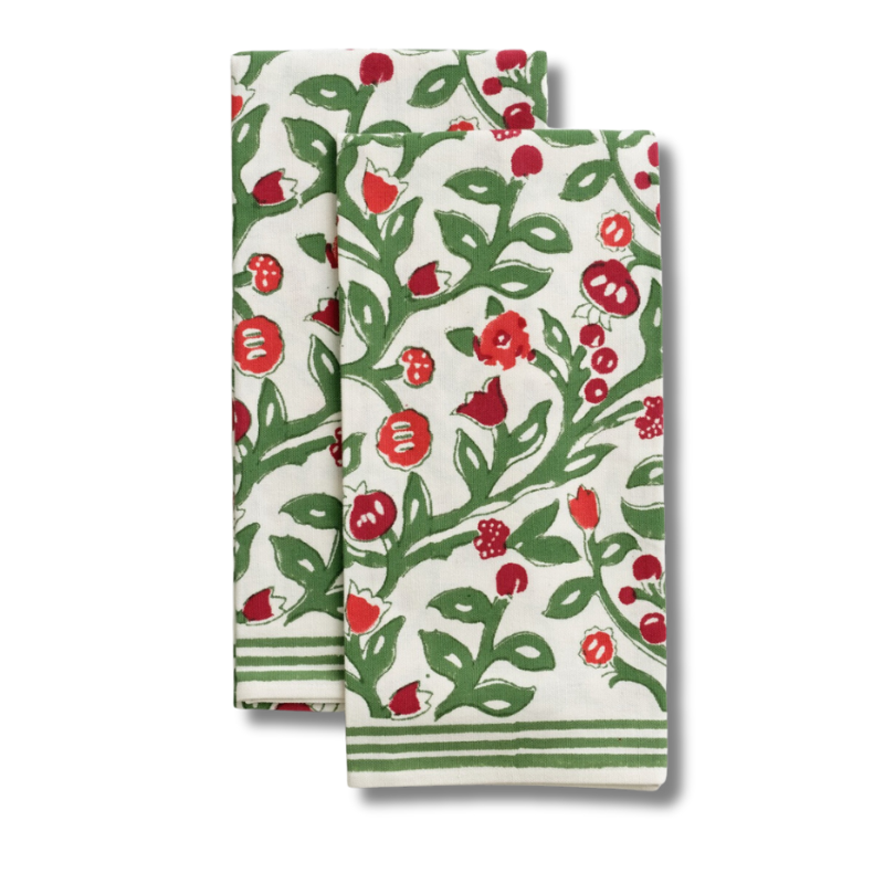 Emma Red & Green Tea Towels