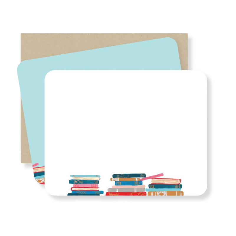 Stacked Books Flat Notecard Set - becket hitch