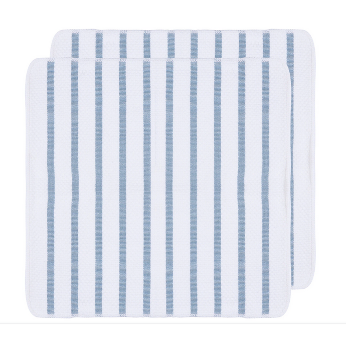Basketweave Slate Blue Dishcloths S/2 - Becket Hitch