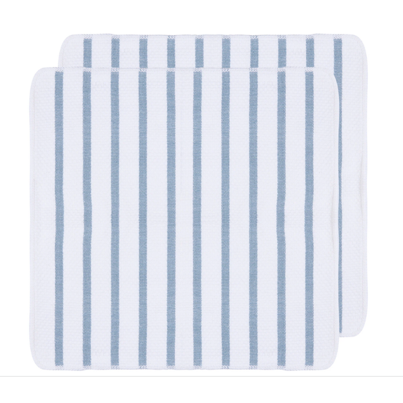 Basketweave Slate Blue Dishcloths S/2 - Becket Hitch