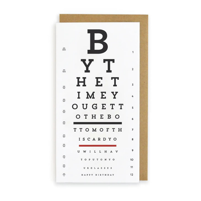 Eye Chart Birthday Glasses - Becket Hitch