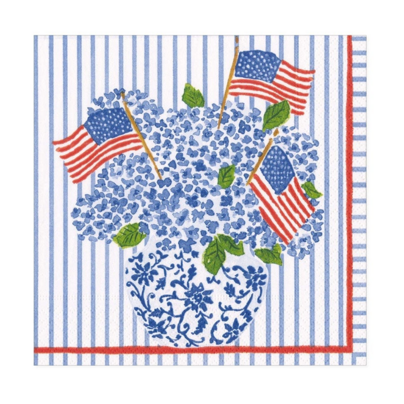 Flags and Hydrangeas Luncheon Napkins