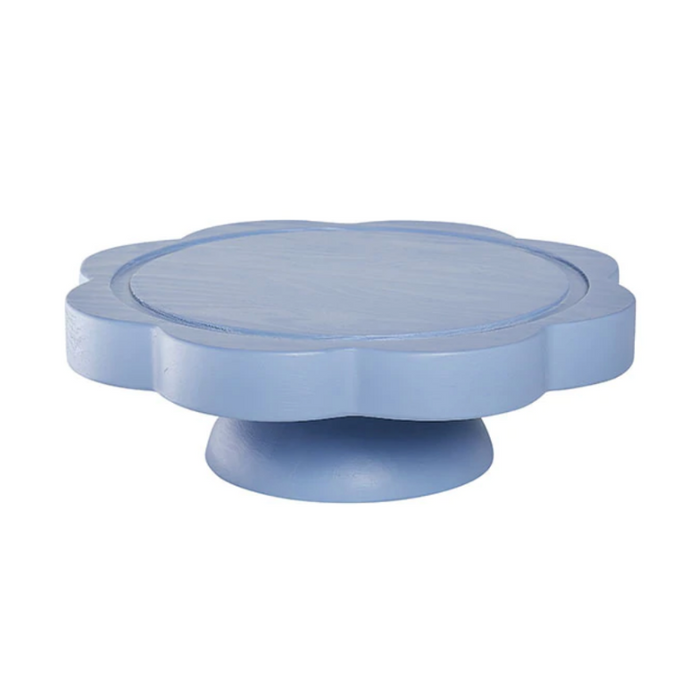 French Blue Scalloped Cake Stand - becket hitch