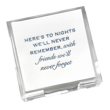 Load image into Gallery viewer, Here&#39;s to Nights with Friends Cocktail Napkin Hostess Set
