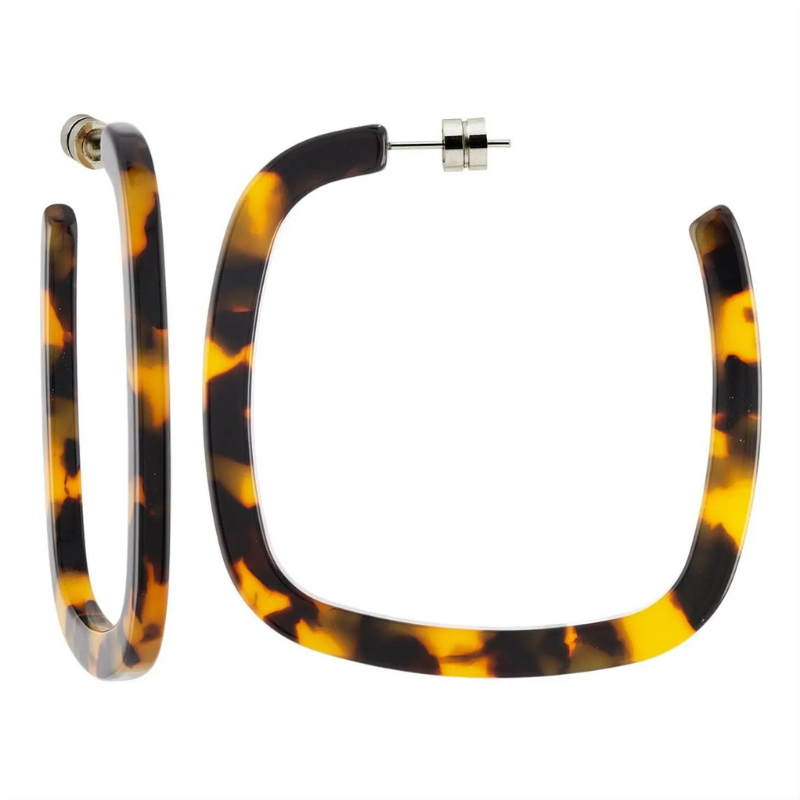 Classic Tortoise Large Square Hoops - becket hitch