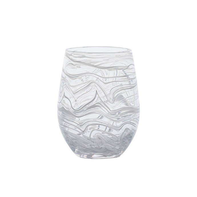 Puro White Marbled Stemless Wine Glass - Becket Hitch