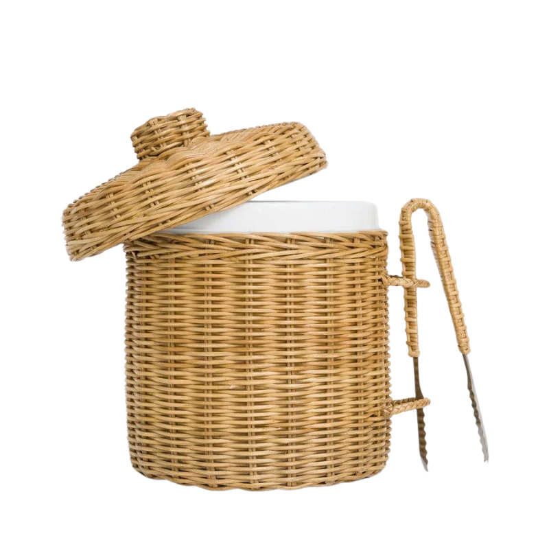 Natural Wicker Ice Box with Tong -Becket Hitch