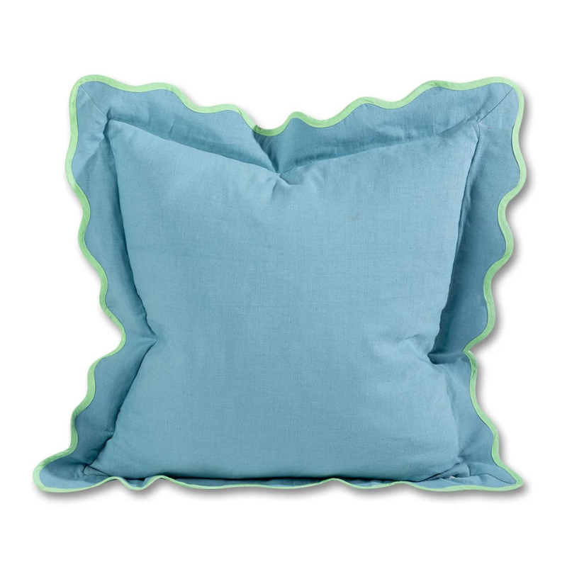 Darcy Linen Pillow, Aqua and Mint - becket hitch