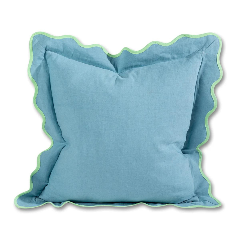 Darcy Linen Pillow in Aqua and Mint