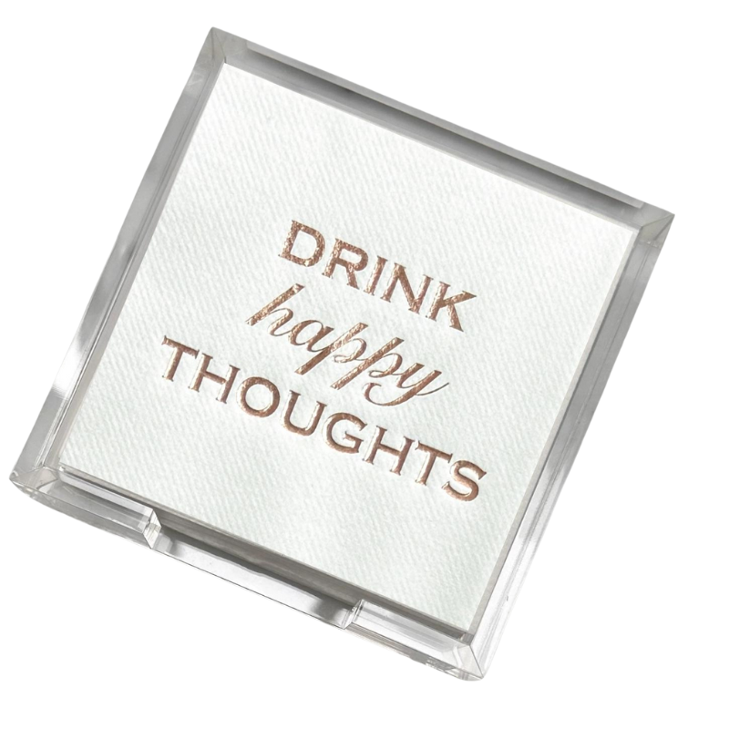 Drink Happy Thoughts Cocktail Napkin Hostess Set