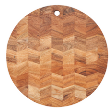 Load image into Gallery viewer, Round Chevron Acacia Cheese Board Large - Becket Hitch
