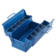 Load image into Gallery viewer, Toyo Steel Toolbox with Cantilever Lid Blue Open - Becket Hitch
