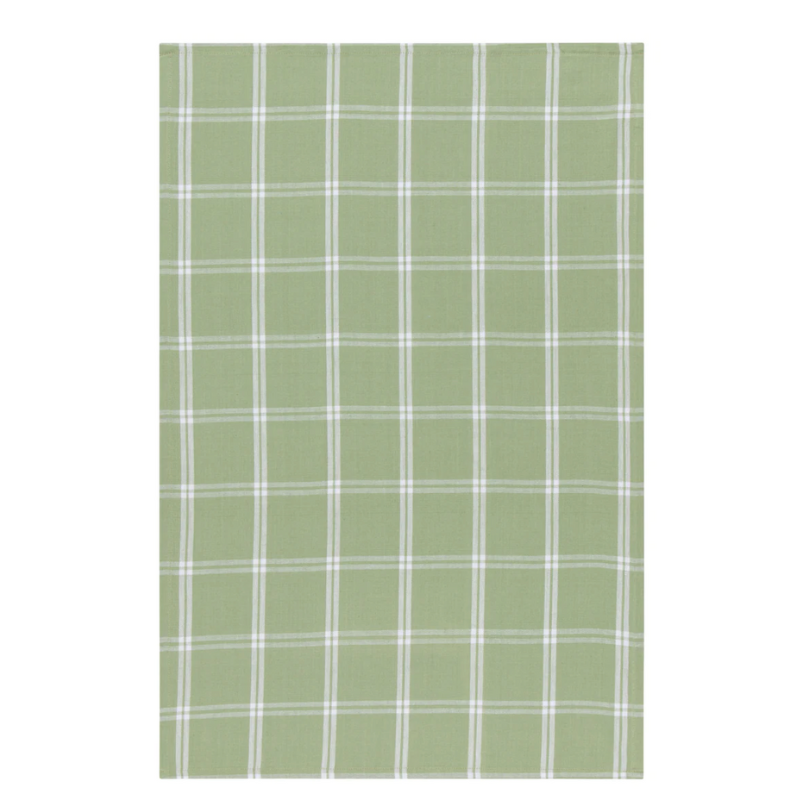 Sage Green Windowpane Tea Towel