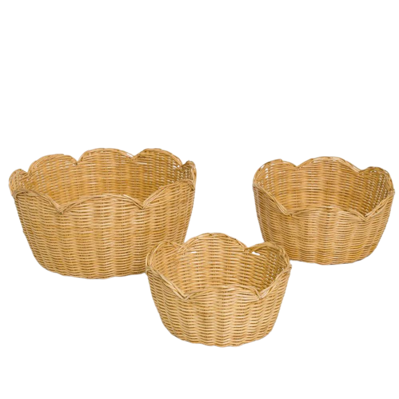 Natural Wicker Scalloped Bowls-Becket Hitch