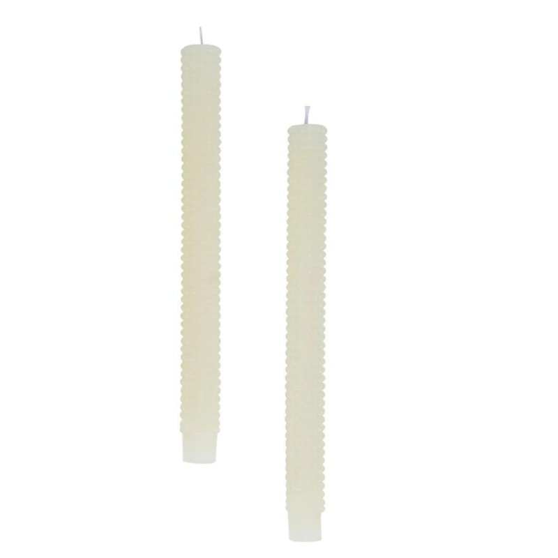 Cream Hobnail Taper Candles