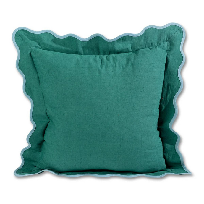 Darcy Linen Pillow in Green and Aqua - becket hitch