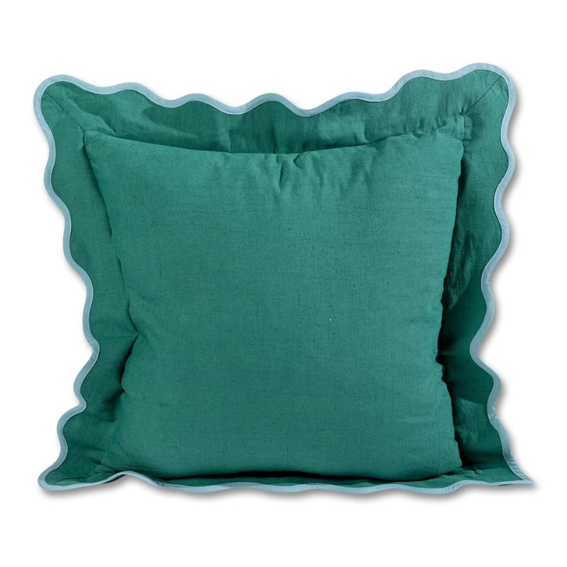 Darcy Linen Pillow in Green and Aqua - becket hitch