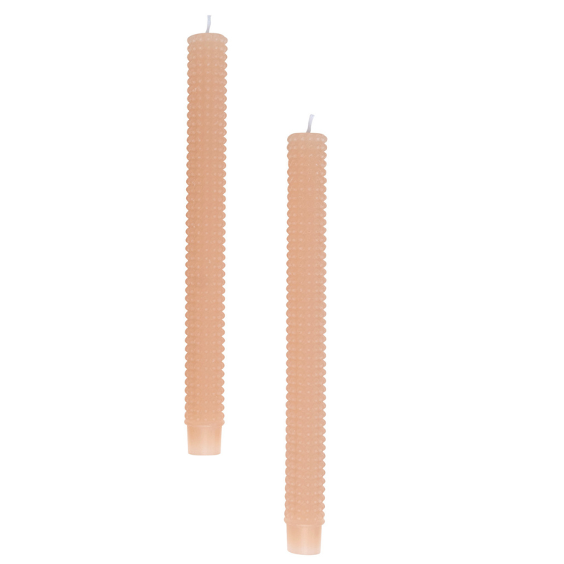 Pink Hobnail Taper Candles - becket hitch