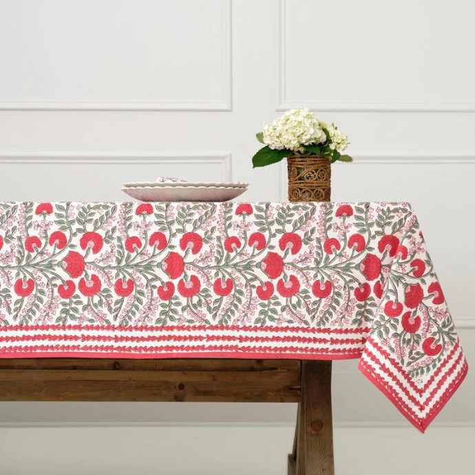 Cactus Flower Scarlet and Rose Tablecloth Round - Becket Hitch