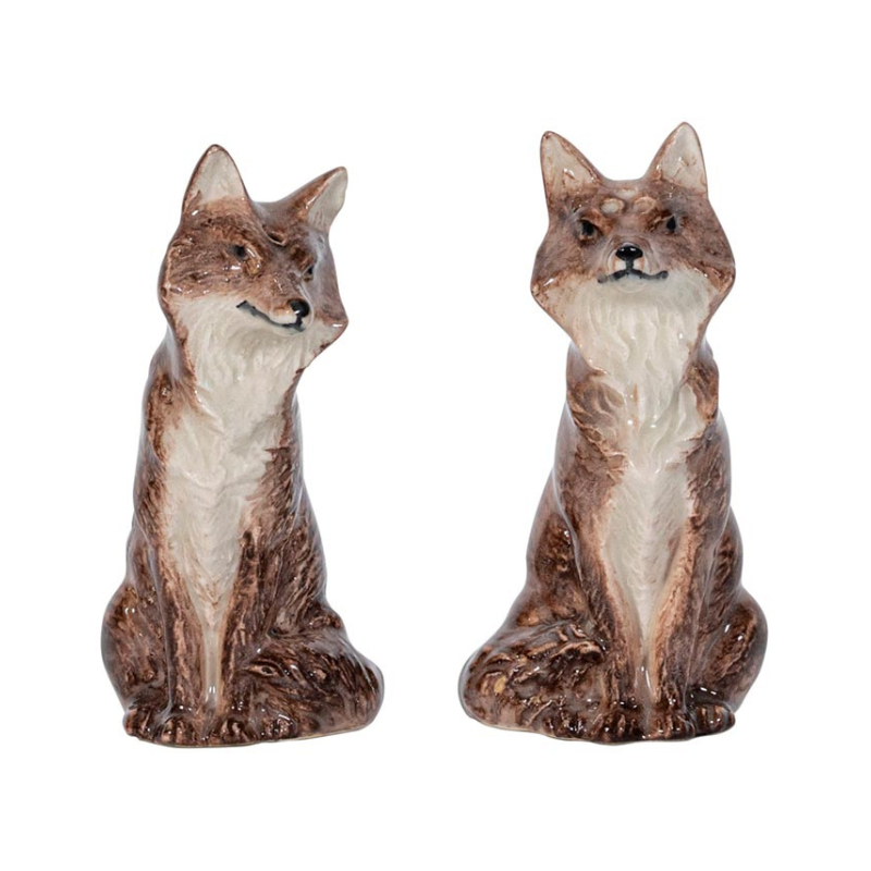 Clever Creatures Walnut Louis & Marie Fox Salt & Pepper Shakers - Becket Hitch