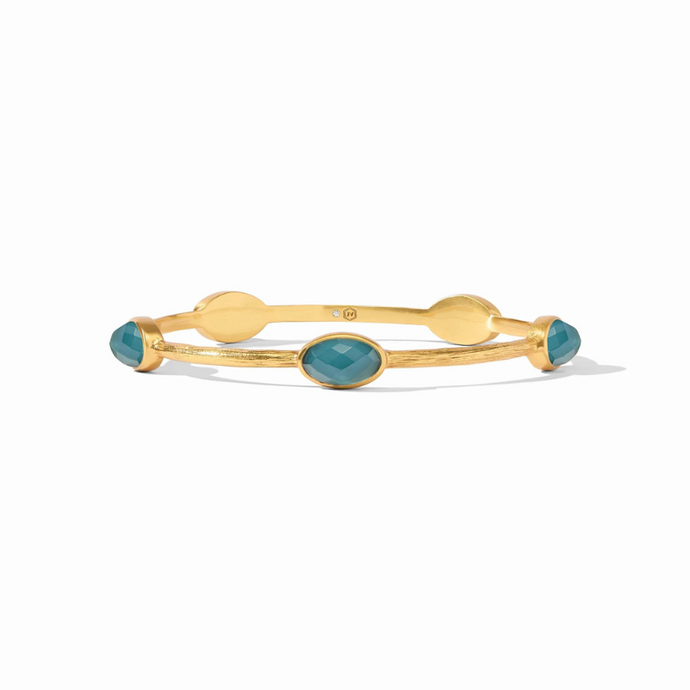 Ivy Stone Bangle in Iridescent Peacock Blue - Becket Hitch
