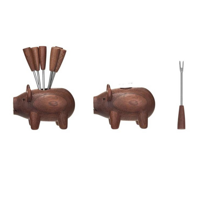Truffle Pig Appetizer Fork Holder Set - Becket Hitch