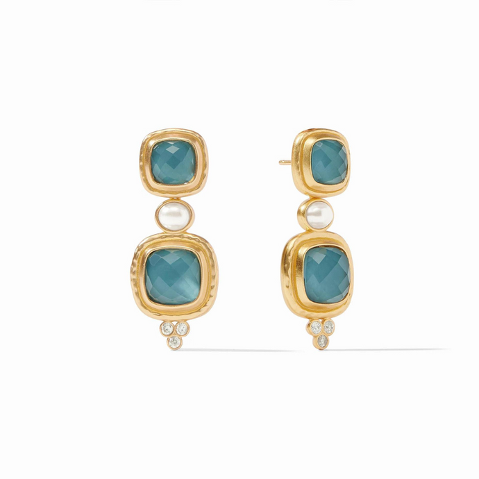 Tudor Statement Earring in Iridescent Peacock Blue - becket hitch