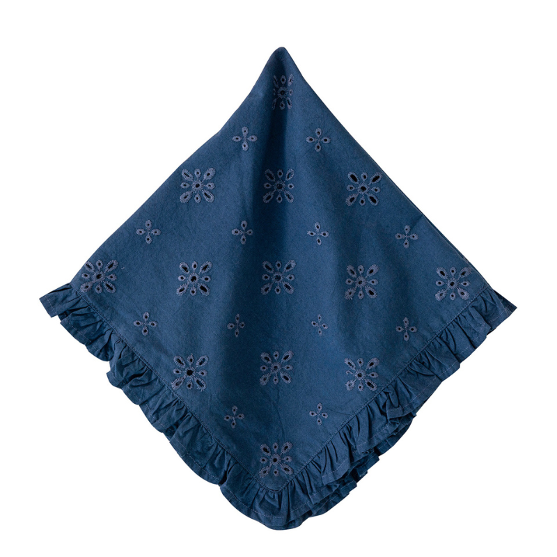 Navy Eyelet Napkin - Becket Hitch