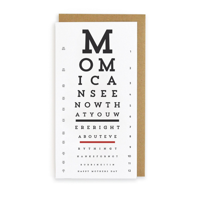 Eye Chart Mom See Now Greeting Card - Becket Hitch