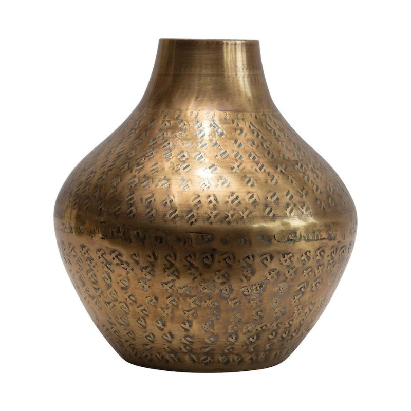 Short Hammered Metal Vase