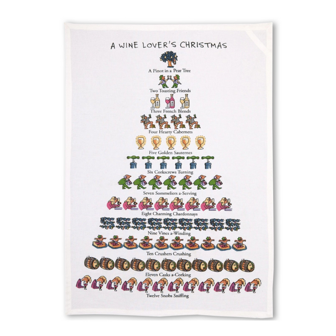 A Wine Lover's Christmas Tea Towel-Becket Hitch