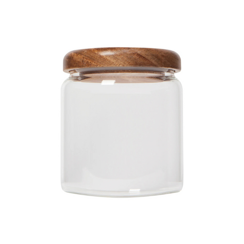 Acacia Wood Glass Small Jar-Becket Hitch