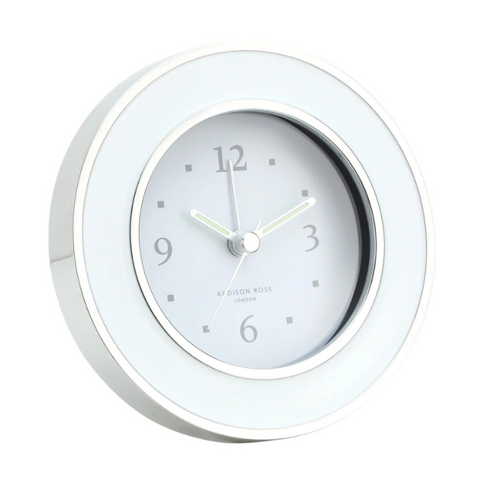 Alarm Clock White & Silver-Becket Hitch