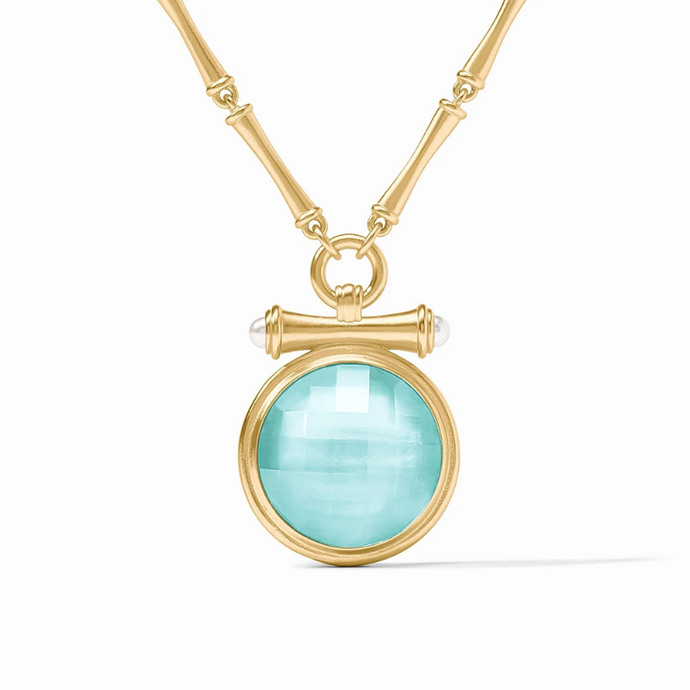 Bamboo Statement Necklace Iridescent Bahamian Blue - Becket Hitch