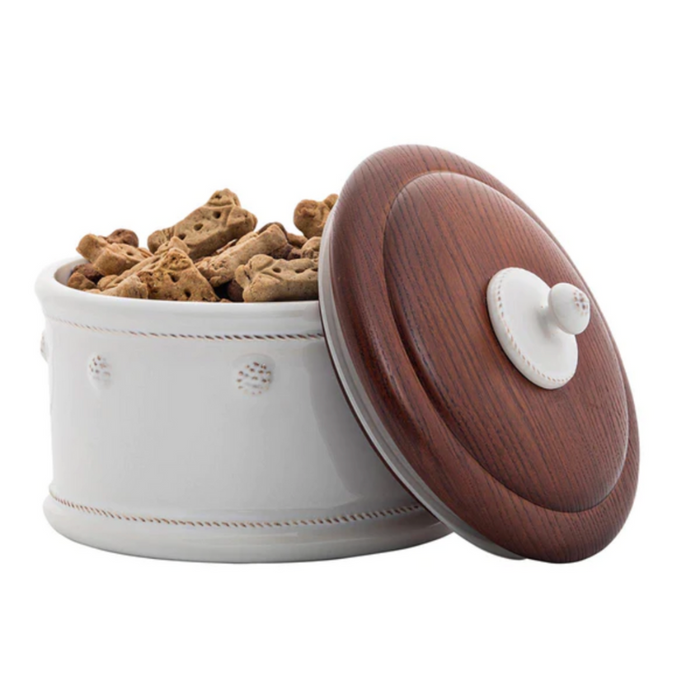 Berry & Thread Dog Treat Canister with Wooden Lid-Becket Hitch