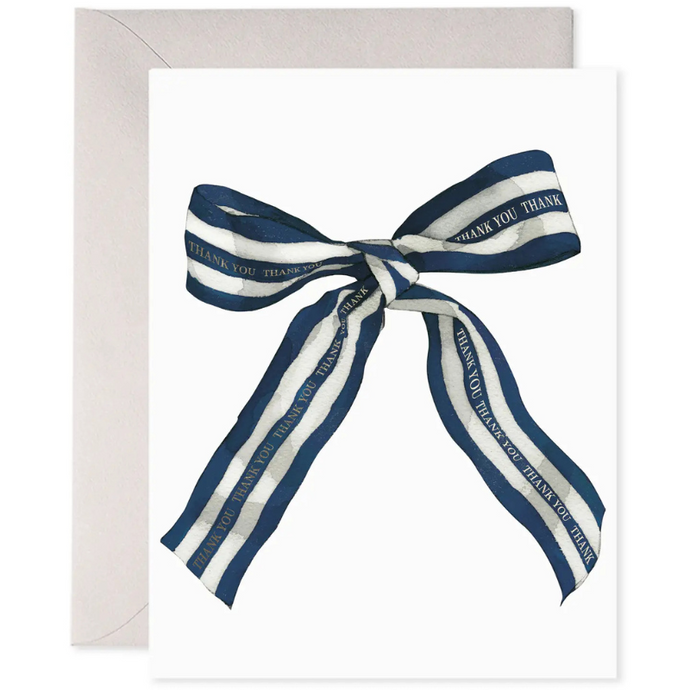 Big Navy Striped Bow Thank You Card Set-BEcket Hitch
