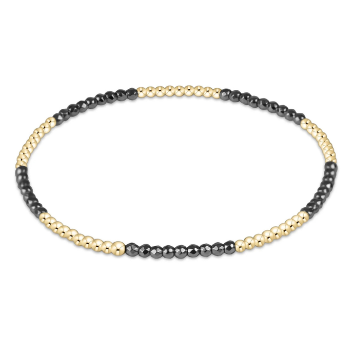 Blissful Pattern 2mm Bead Bracelet Silver Faceted Hematite - Becket Hitch