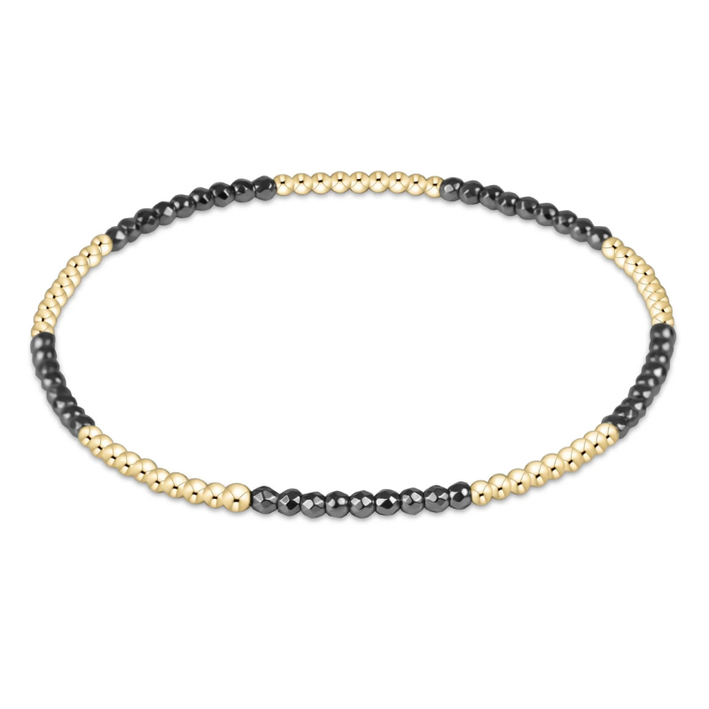 Blissful Pattern 2mm Bead Bracelet Silver Faceted Hematite - Becket Hitch