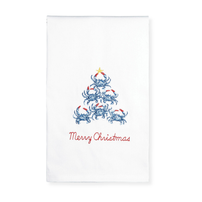 Blue Crab Christmas Tree Tea Towel-Becket Hitch