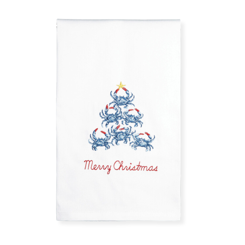 Blue Crab Christmas Tree Tea Towel-Becket Hitch