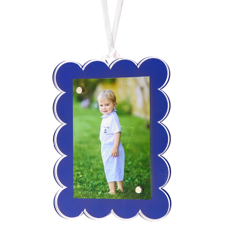 Blue Double-Sided Scallop Ornament - Becket Hitch