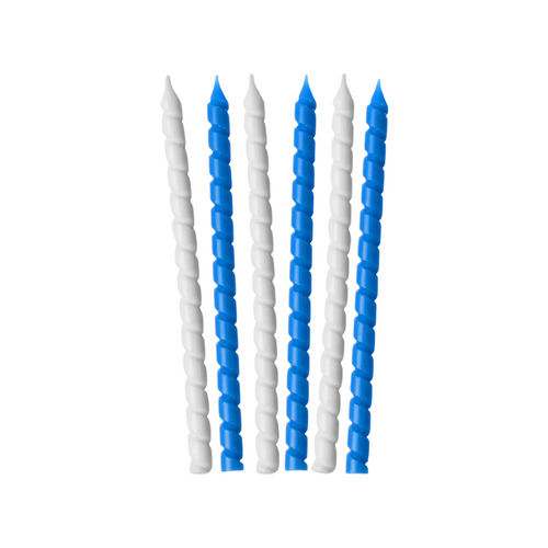 Blue & White Spiral Hanukkah Candles - Becket Hitch