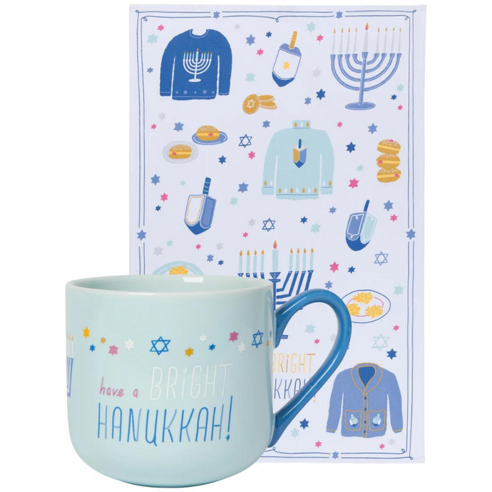 Bright Hanukkah Mug and Dishtowel Set-Becket Hitch