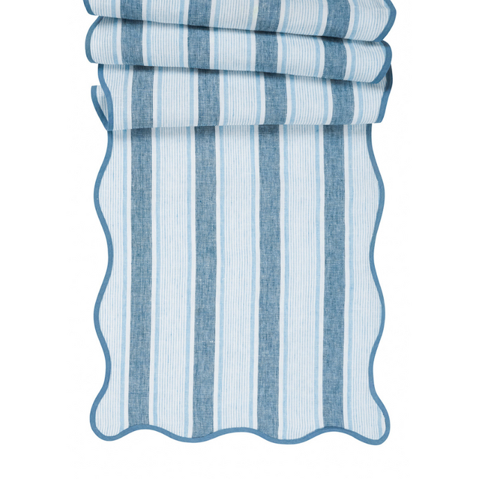 Cabana Stripe Table Runner Ocean-Becket Hitch