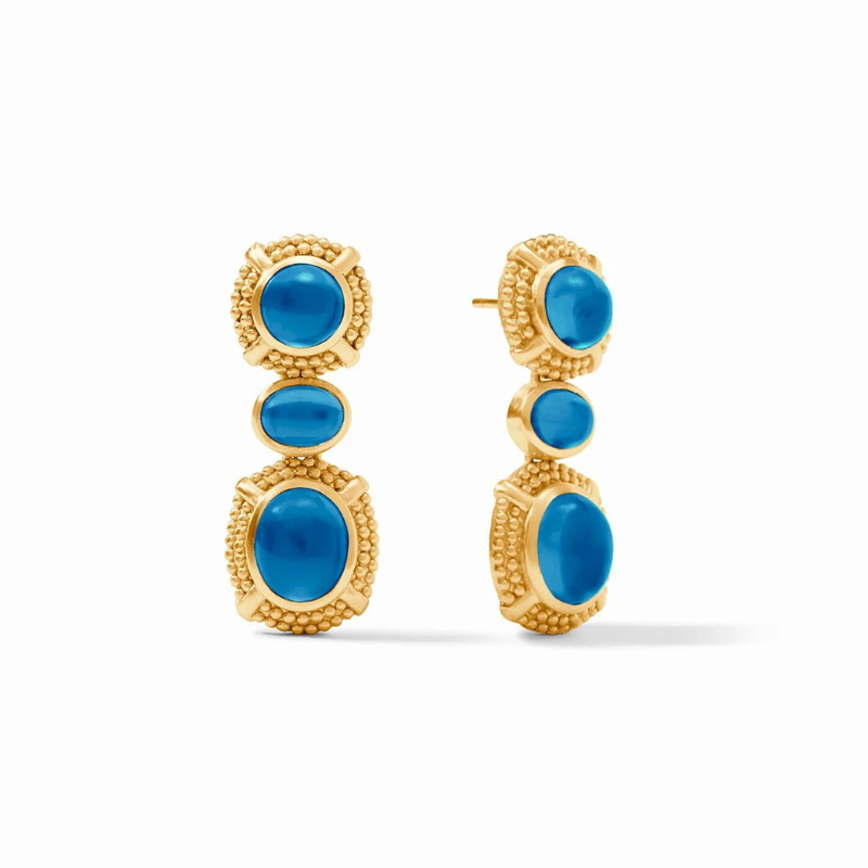 Cabochon Statement Earring Iridescent London Blue-Becket Hitch