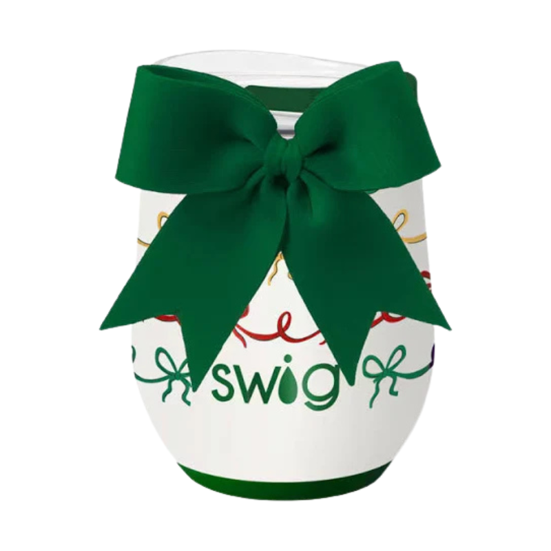 Christmas Bows Stemless Wine Cup - Becket Hitch