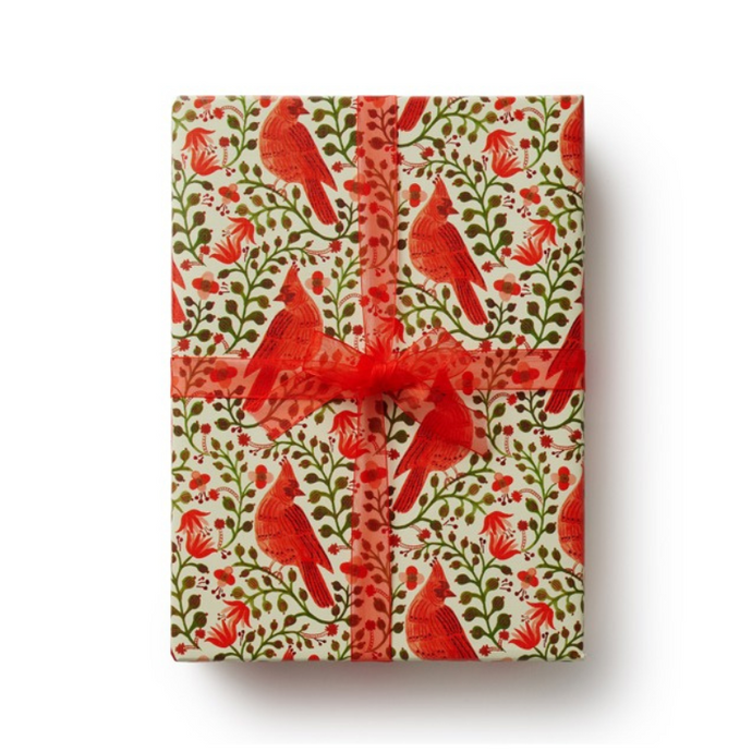 Christmas Cardinals Continuous Wrapping Roll - Becket Hitch