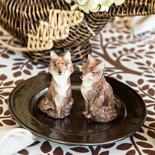 Load image into Gallery viewer, Clever Creatures Walnut Louis &amp; Marie Fox Salt &amp; Pepper Shakers - Becket Hitch

