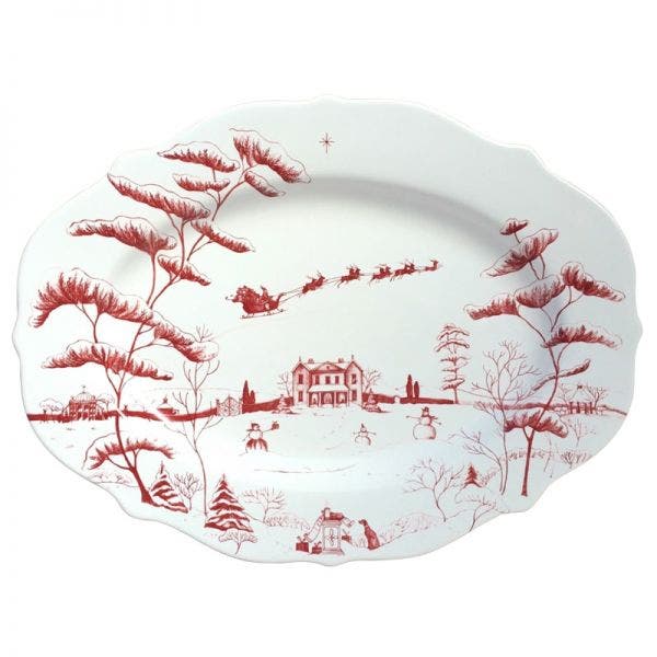 Country Estate Winter Frolic Ruby Serving Platter Christmas Eve-Becket Hitch